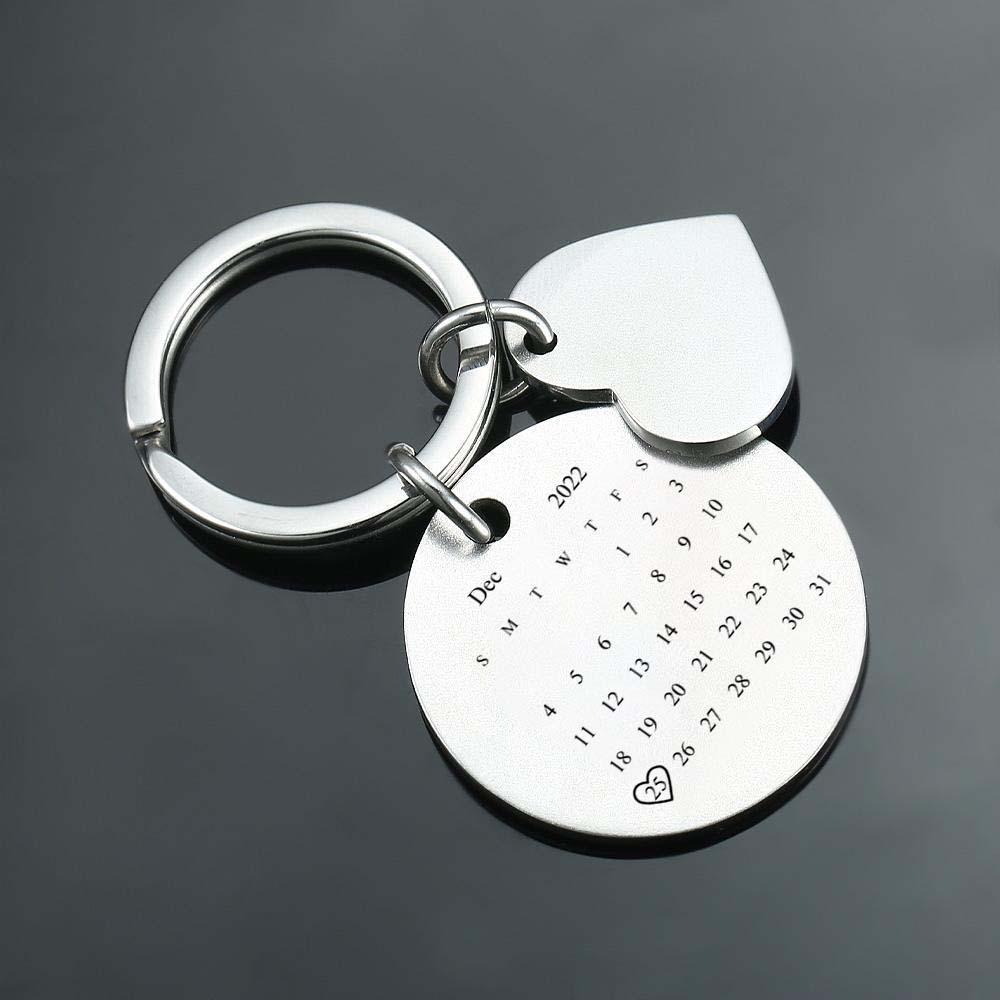 Custom Photo Keychain Personalized Engraved Calendar Keychain For Christmas Day - soufeelus