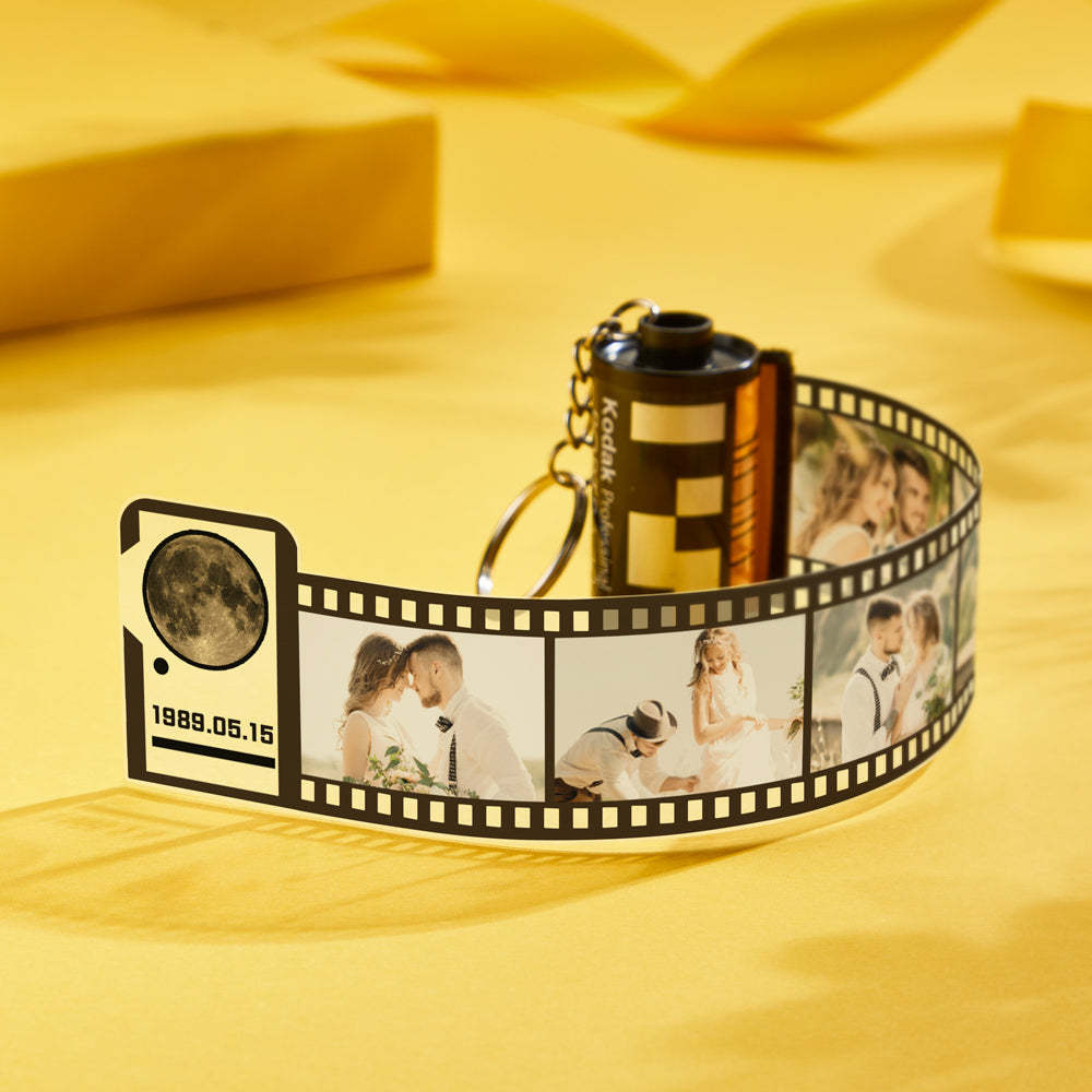 Custom Film Roll Keychain the Moon on the Day You were Born Photo Gifts - soufeelus