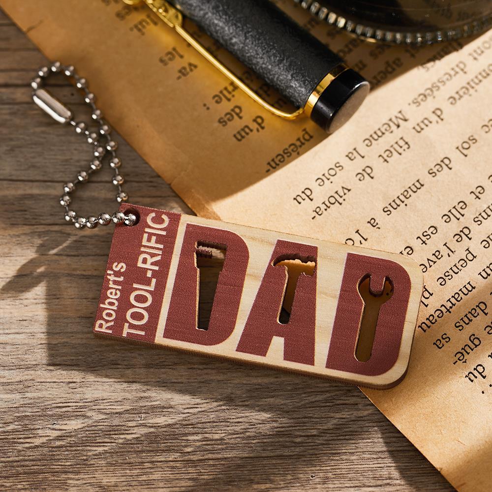 Custom Engraved Keychain with Tool Symbol Gift for Dad