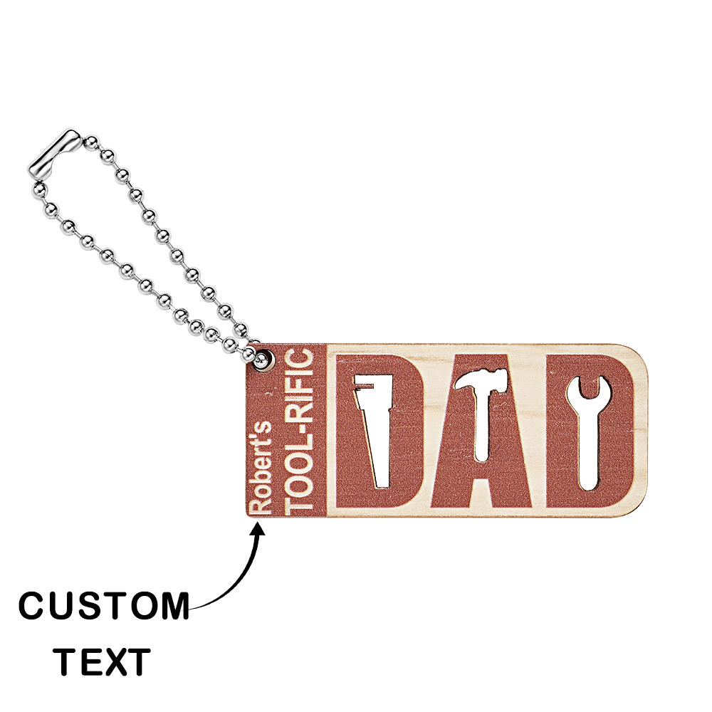 Custom Engraved Keychain with Tool Symbol Gift for Dad