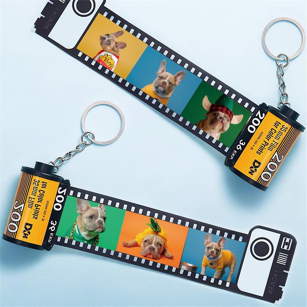 5 Pics Custom Photo Camera Roll Keychain with Pictures Customized Photo Gifts for Pet