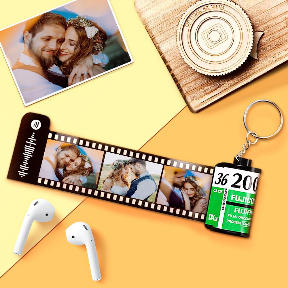 Scannable Spotify Code Film Keychain Spotify Favorite Song Photo Engraved Film Keychain Anniversary Gifts Green Color 10 Pics