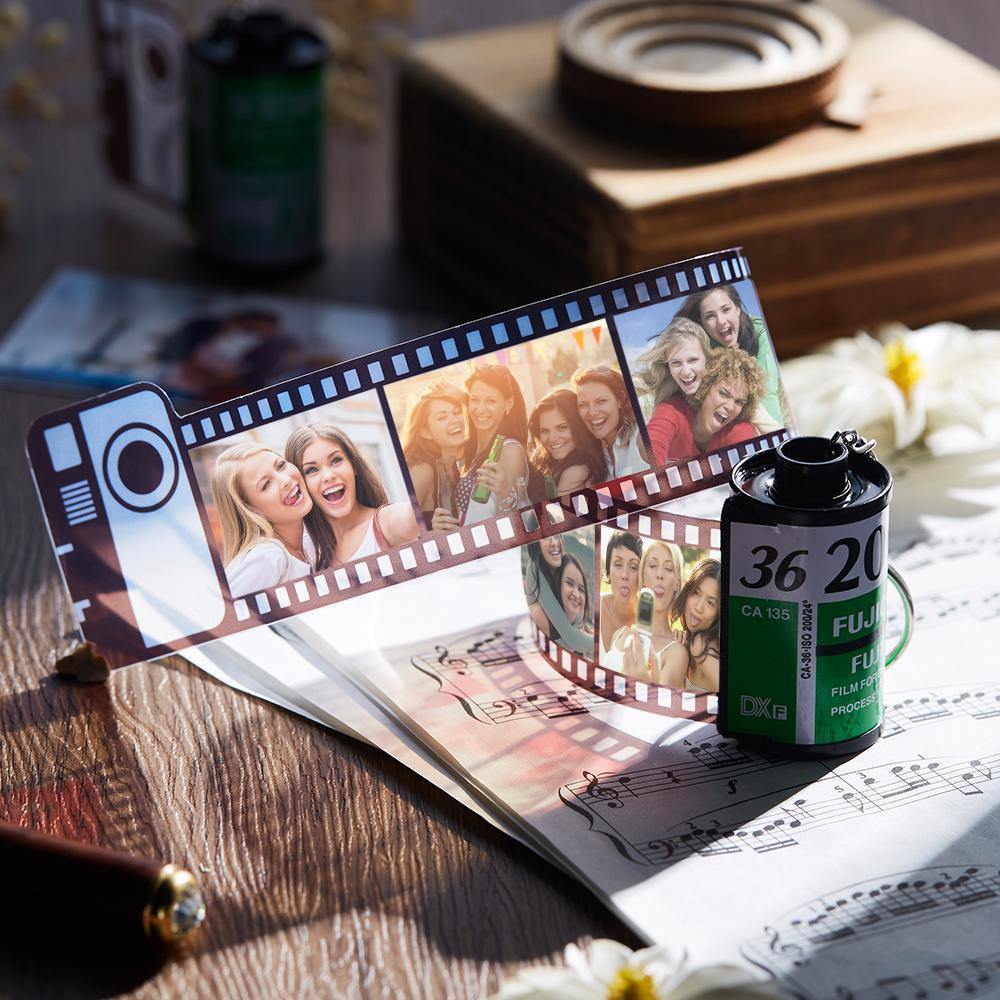 10 Pics Custom Photo Film Roll Keychain Customized Photo Gifts for Family Green Color - soufeelus