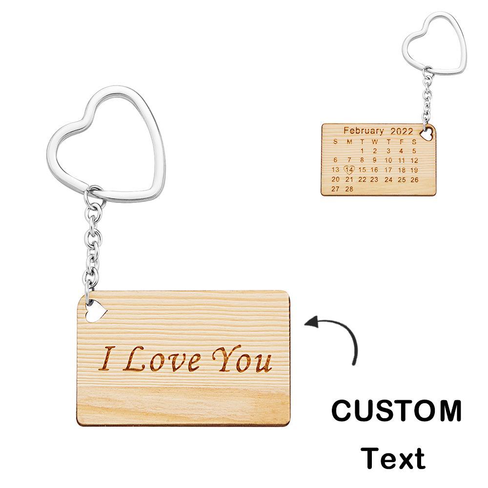 Custom Engraved Calendar Keychain Save the Date Keychain Valentine's Day Gift for Lover - 