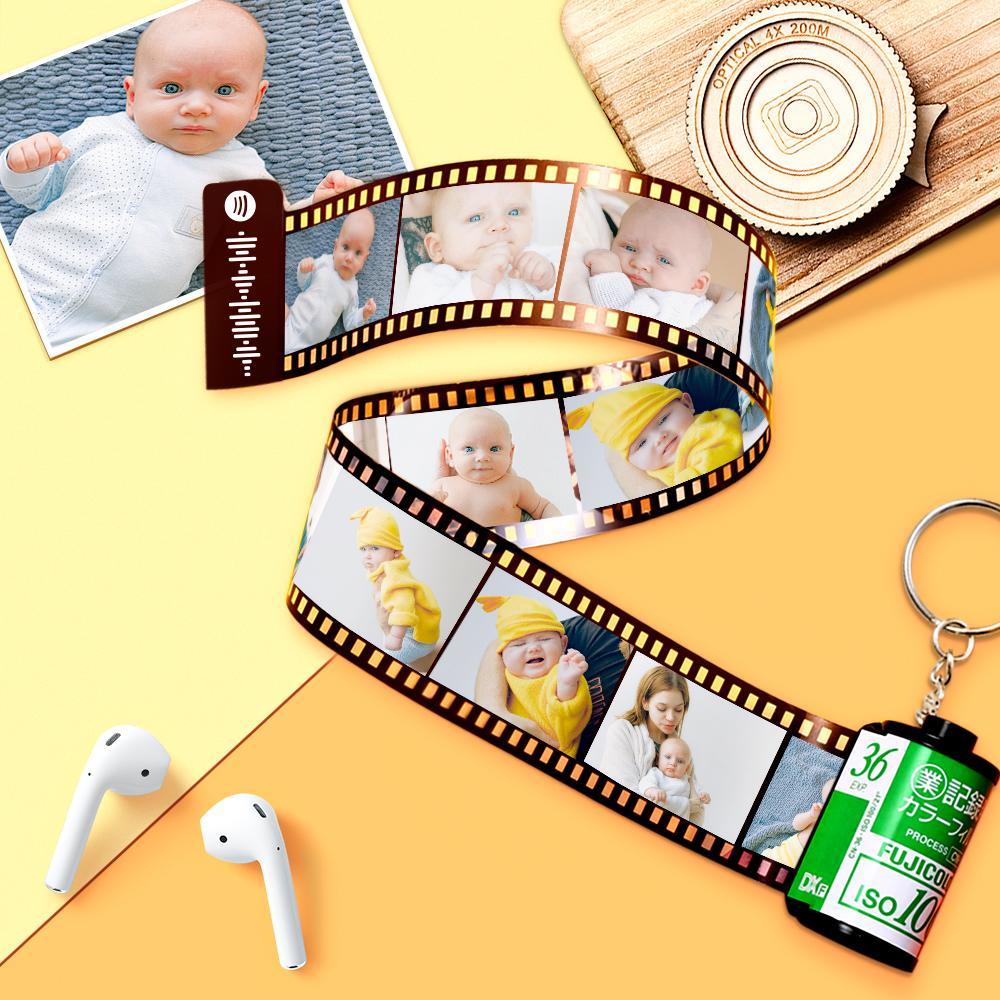 Scannable Spotify Code Film Keychain Spotify Photo Engraved Film Keychain Memorial Gifts Green 20 Pics