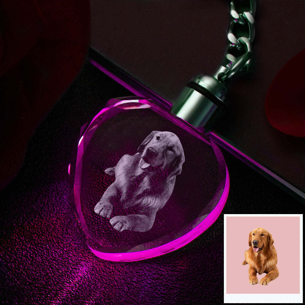 Custom Photo Crystal Keychain Pet Keepake Crystal Keychain  Heart Shape Photo Keychain - 