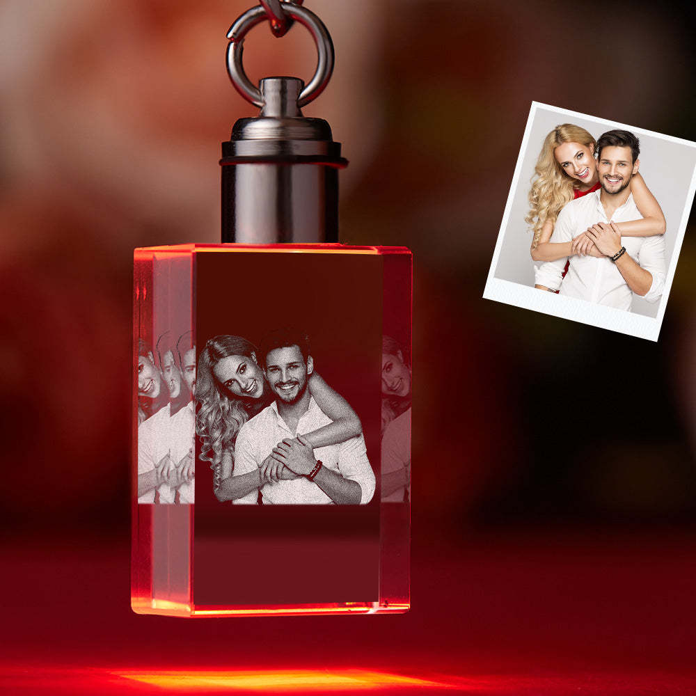 Custom Photo Crystal Keychain Couple Keepake Crystal Keychain Rectangle Shape Photo Keychain -