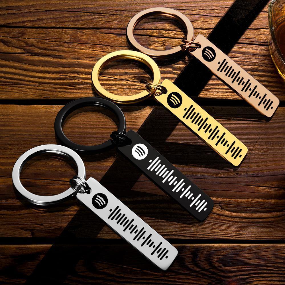 Scannable Spotify Code Keychain, Custom Music Song Keychains Black - soufeelus