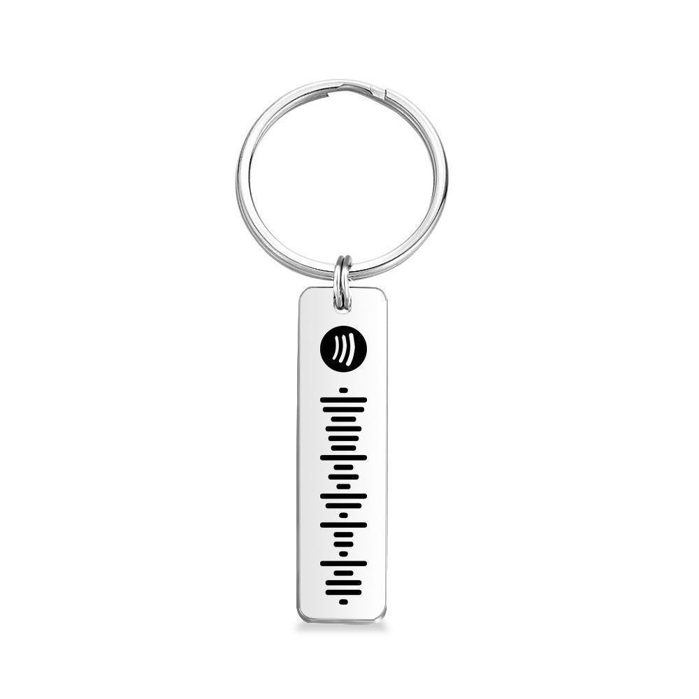 Spotify Code Keychain, Custom Scannable Engraved Custom Music, Song Keychain Gifts for Him Silver Color - soufeelus