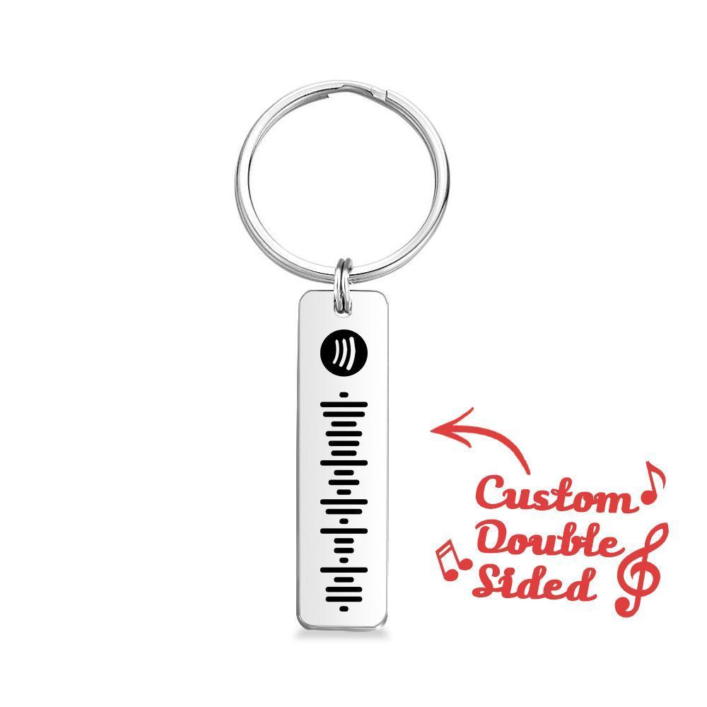 Customized Scannable Spotify Code Plaque Keychain Music and Photo, Song Keychain,Engraved Keychain Anniversary Gifts For Lovers - soufeelus