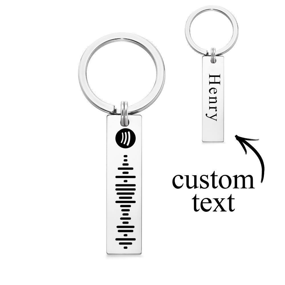 Scannable Spotify Code Keychain, Custom Engraved Music Song Keychains Sliver - soufeelus