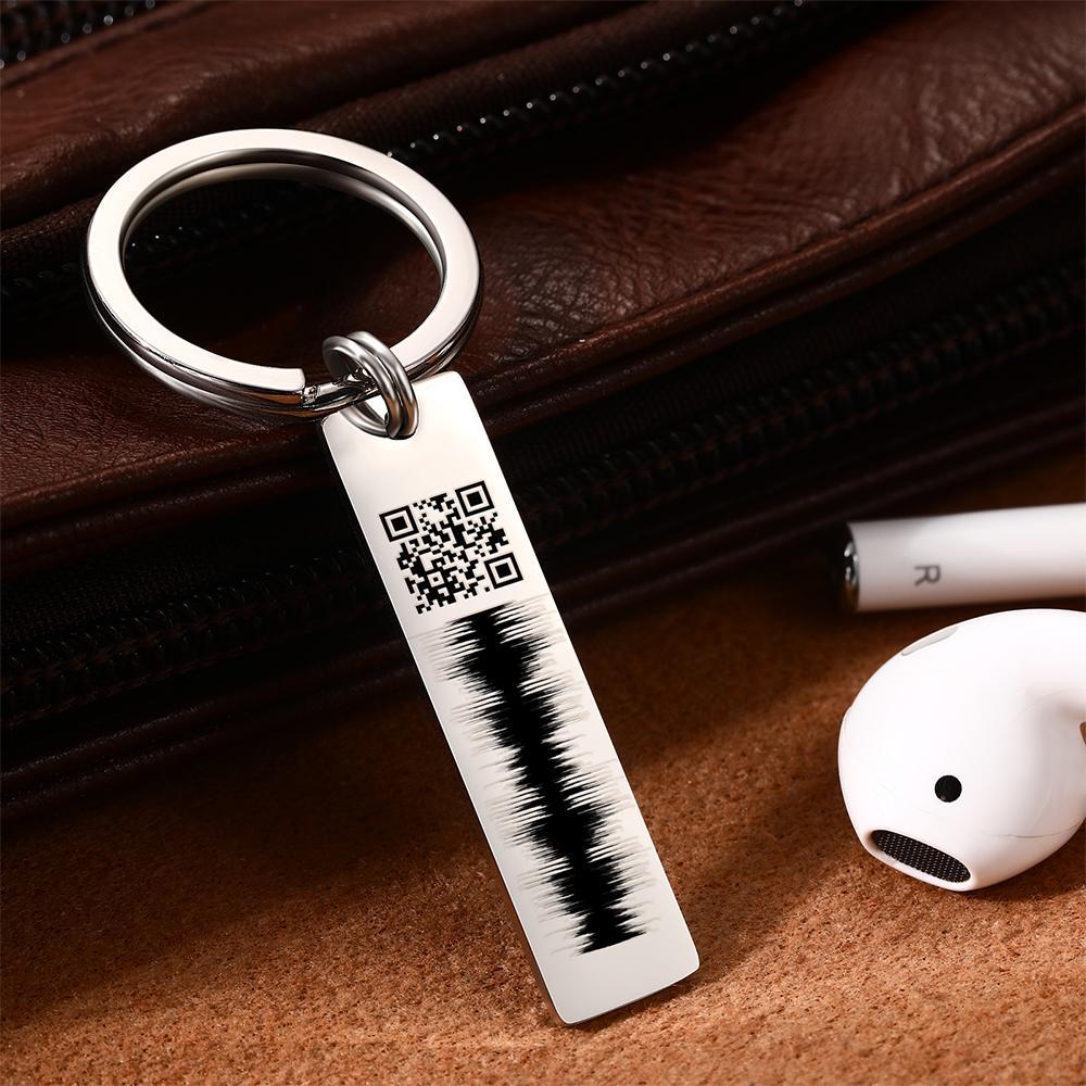 Custom Engraved QR code Keychain Scannable Code Sonic Audio Technology Gift Rose Gold