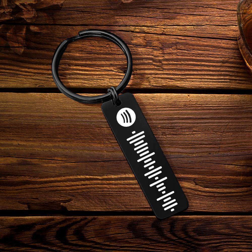 Scannable Spotify Code Keychain, Custom Music Song Keychains Black - soufeelus