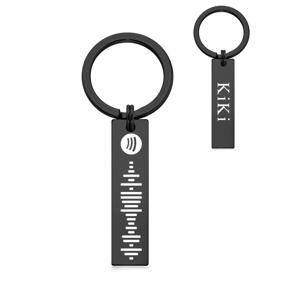 Scannable Spotify Code Keychain, Custom Engraved Music Song Keychains Black