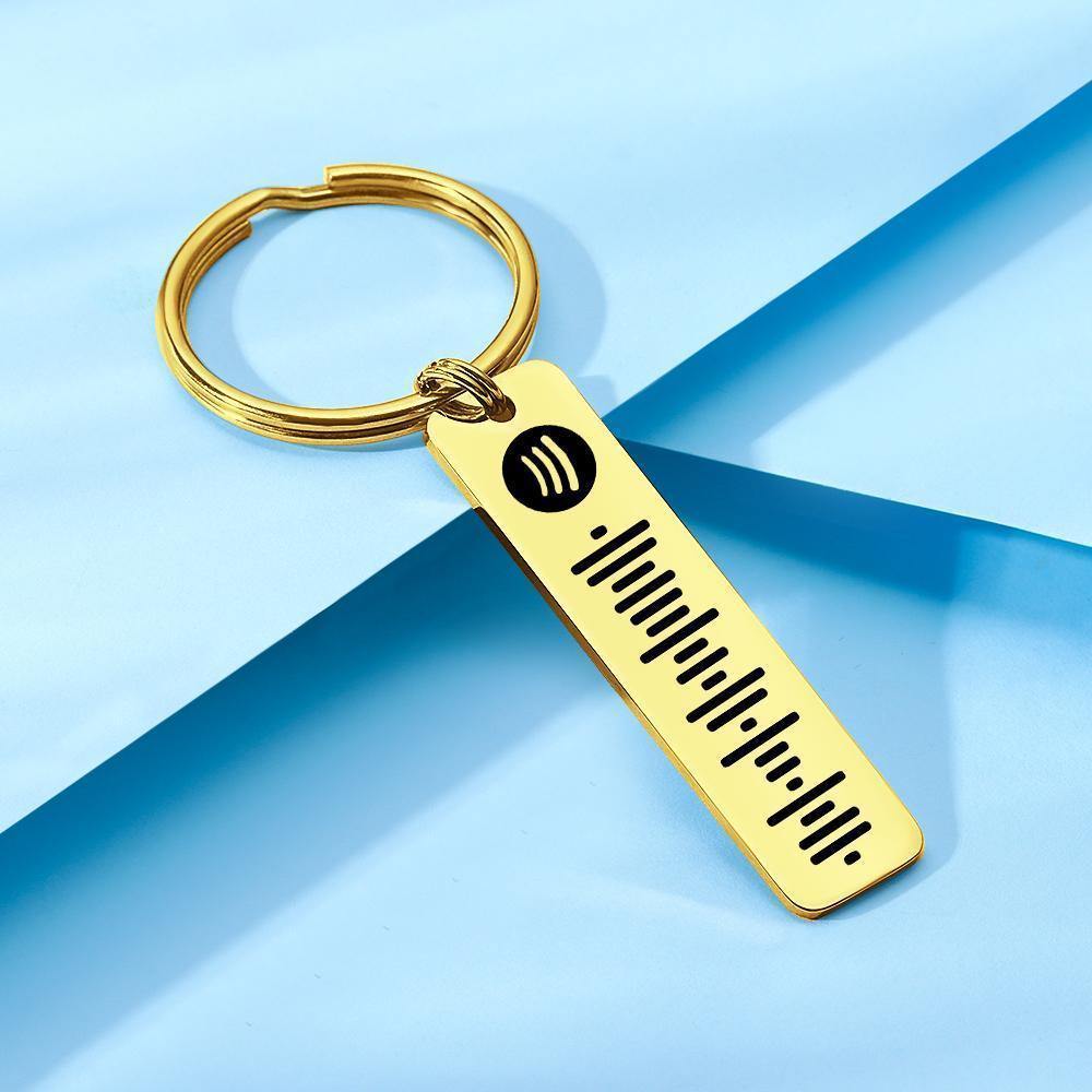 Custom Scannable Spotify Code Keychain, Engraved Custom Music, Song Keychain Gifts for Him  Golden Color - soufeelus