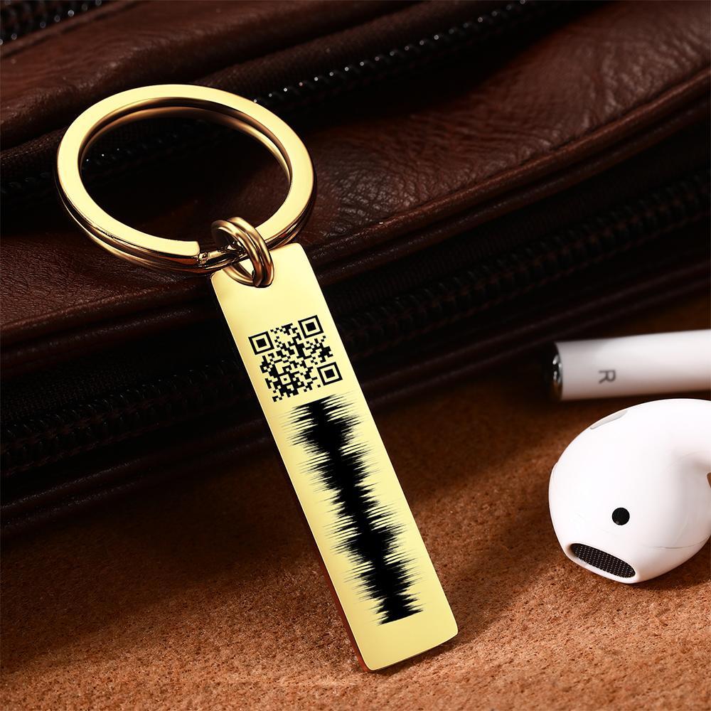 Custom Engraved QR code Keychain Scannable Code Sonic Audio Technology Gift Black