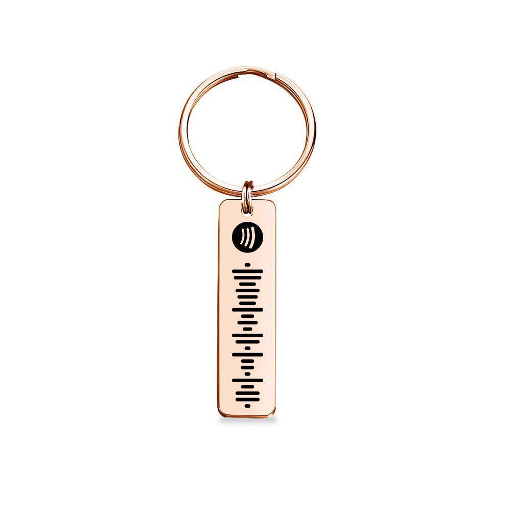 Scannable Spotify Code Keychain, Custom Music Song Keychains Rose Gold Color Gifts for Her - soufeelus