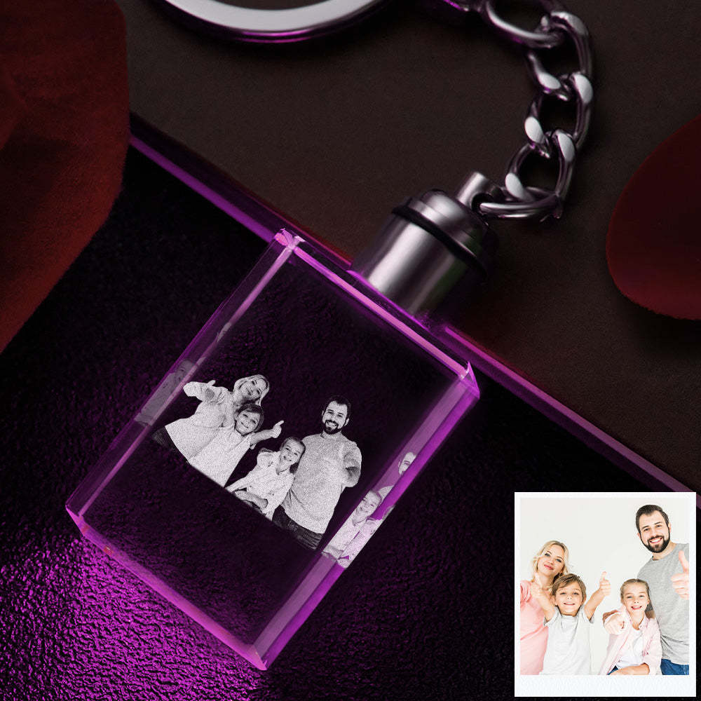 Custom Photo Crystal Keychain Family Keepake Crystal Keychain  Rectangle Shape Photo Keychain - 