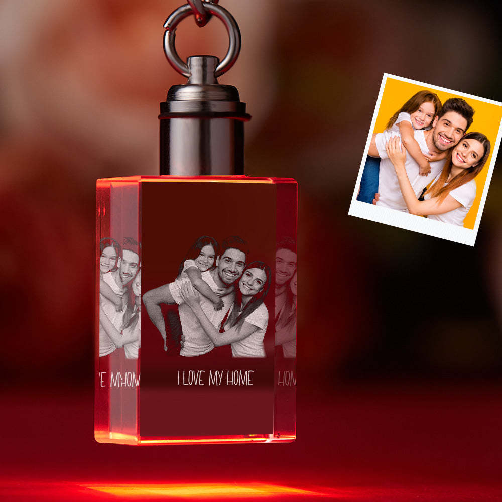 Custom Photo Crystal Keychain Family Keepake Crystal Keychain Rectangle Shape Photo Keychain -