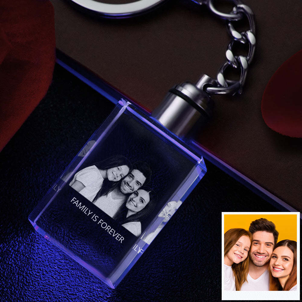 Custom Photo Crystal Keychain Family Keepake Crystal Keychain  Rectangle Shape Photo Keychain - 