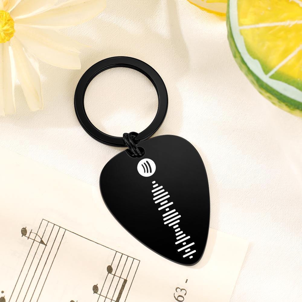 Scannable Spotify Code Guitar Pick Keychain, Engraved Custom Music Song Keychain Memory Gifts - soufeelus