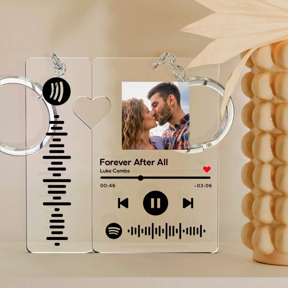 Custom Spotify Keychain With Picture Personalized Scannable Spotify Music Song Code Keychain For Couples Lover Boyfriend Gift - soufeelus