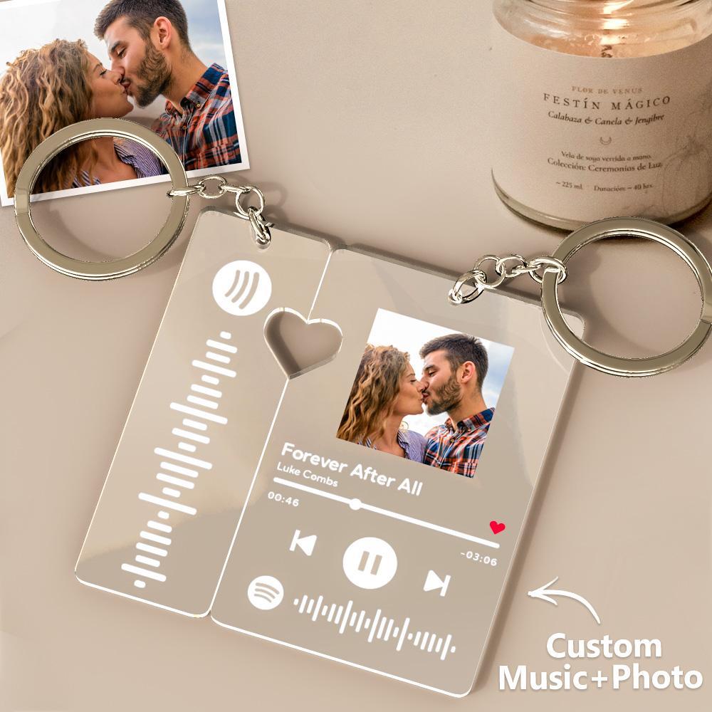 Custom Spotify Keychain With Picture Personalized Scannable Spotify Music Song Code Keychain For Couples Lover Boyfriend Gift - soufeelus