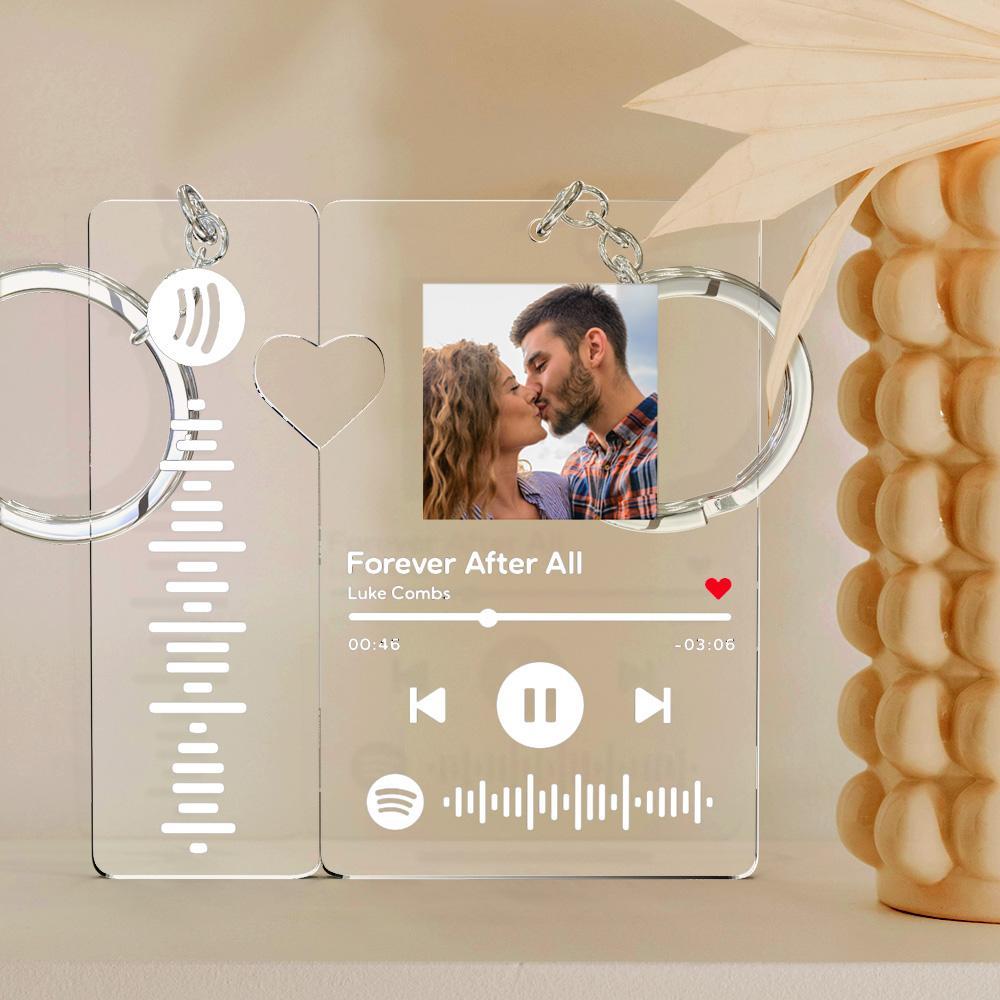 Custom Spotify Keychain With Picture Personalized Scannable Spotify Music Song Code Keychain For Couples Lover Boyfriend Gift - soufeelus