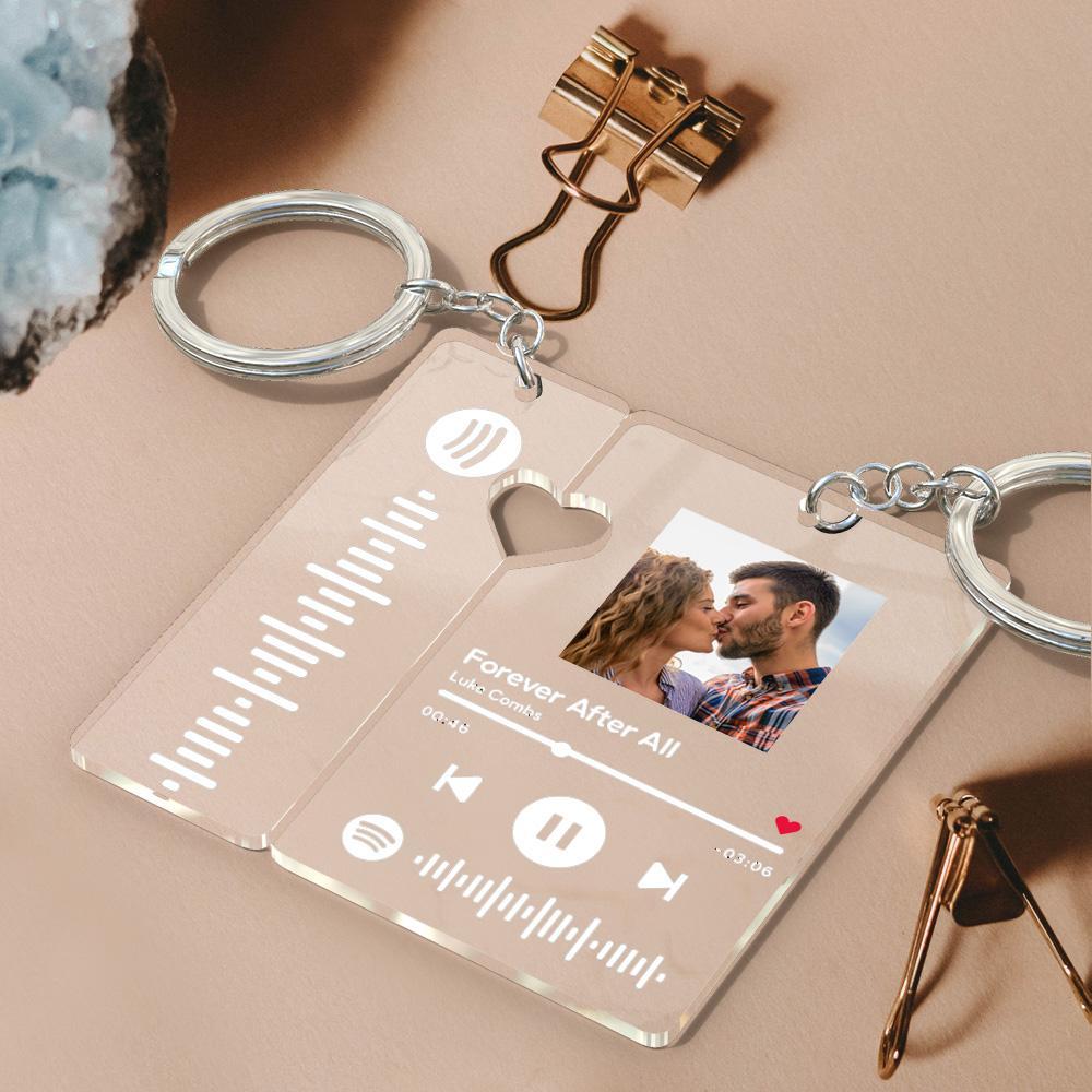 Custom Spotify Keychain With Picture Personalized Scannable Spotify Music Song Code Keychain For Couples Lover Boyfriend Gift - soufeelus