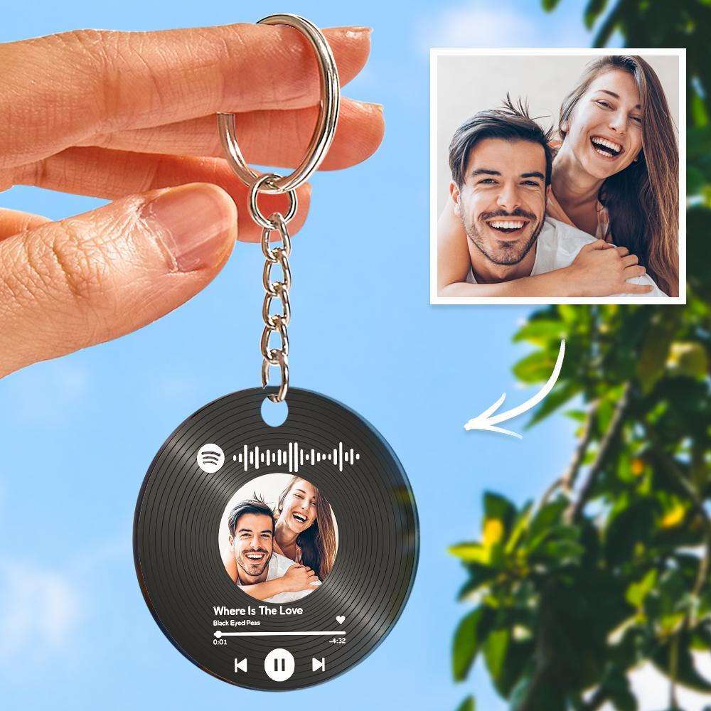 Custom Music Song Keychains Scannable Spotify Code Acrylic Gifts for Couple -