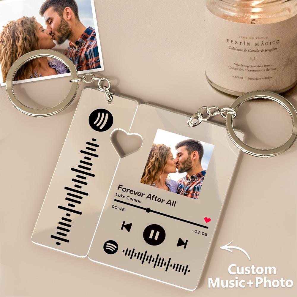 Custom Spotify Keychain With Picture Personalized Scannable Spotify Music Song Code Keychain For Couples Lover Boyfriend Gift - soufeelus