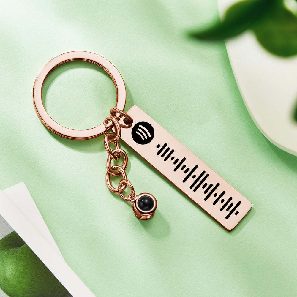 Custom Projection Spotify Code Keychain Metal Keychain Funny Keychain Gift for Her - soufeelus