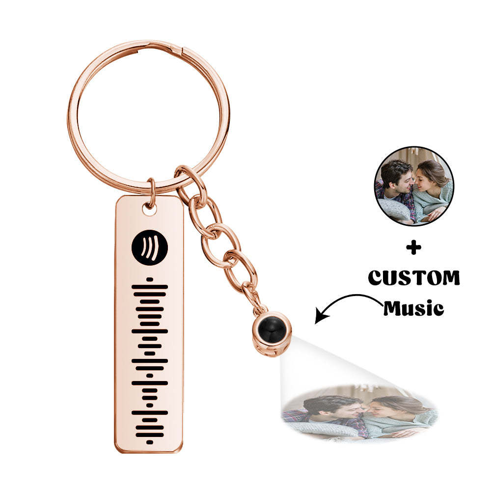 Customized Scannable Spotify Code Plaque Keychain Music and Photo, Song Keychain,Engraved Keychain Anniversary Gifts For Lovers - soufeelus