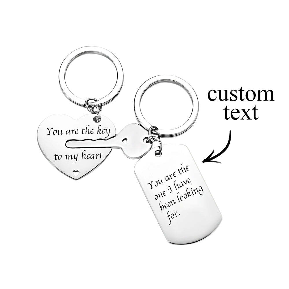 Custom Engraved Couple Keychain Set Key To My Heart Valentine's Day Gifts - 