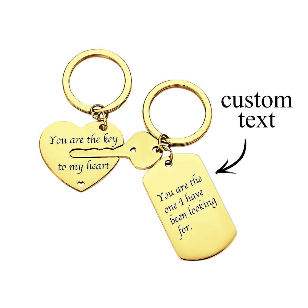 Custom Engraved Couple Keychain Set Key To My Heart Valentine's Day Gifts - 