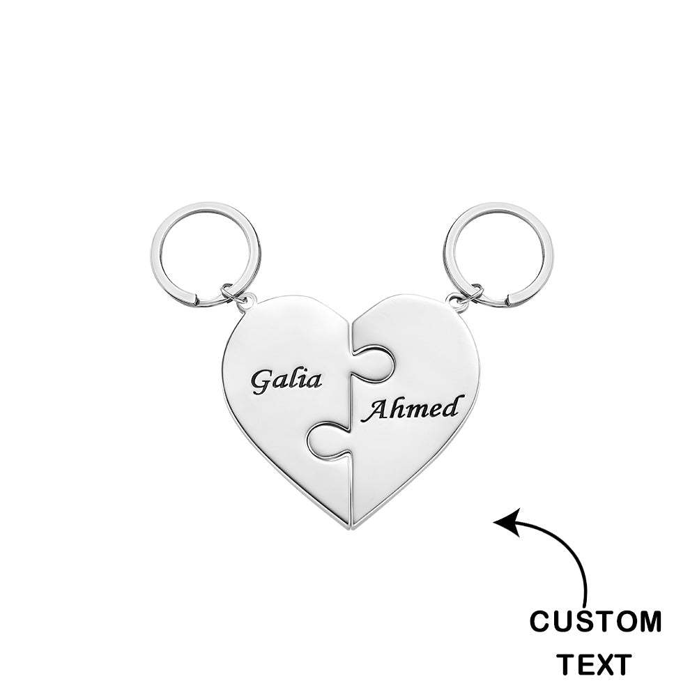 Custom Engraved Keychain Heart-shaped Puzzle Number of Options Creative Gift -