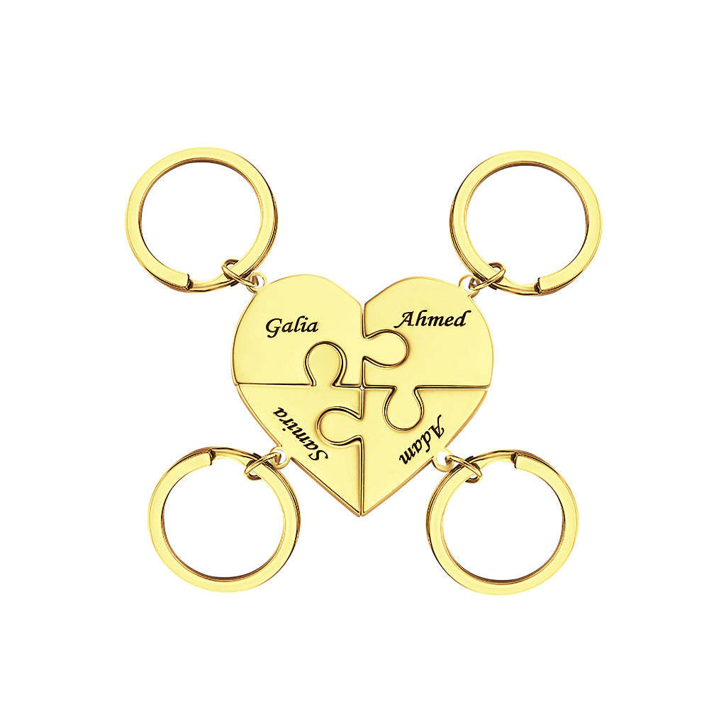 Custom Engraved Keychain Heart-shaped Puzzle Number of Options Creative Gift -