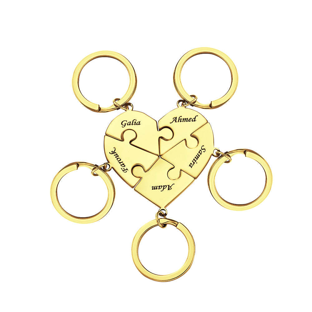 Custom Engraved Keychain Heart-shaped Puzzle Number of Options Creative Gift -