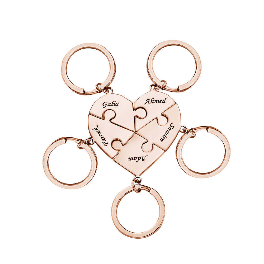 Custom Engraved Keychain Heart-shaped Puzzle Number of Options Creative Gift -