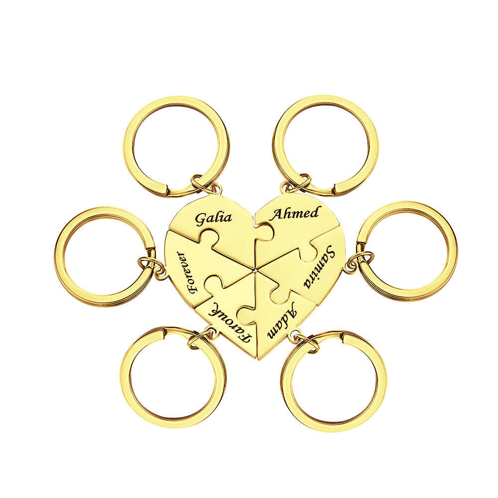 Custom Engraved Keychain Heart-shaped Puzzle Number of Options Creative Gift -