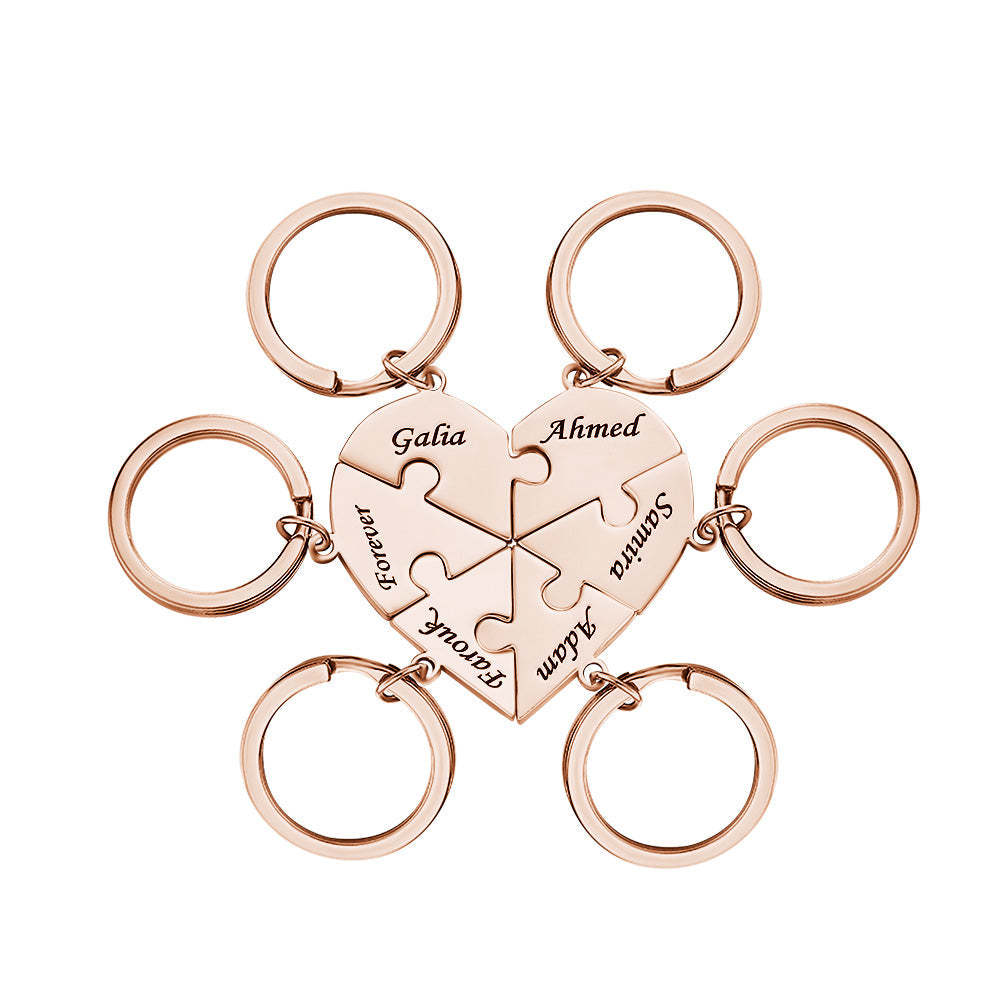 Custom Engraved Keychain Heart-shaped Puzzle Number of Options Creative Gift -