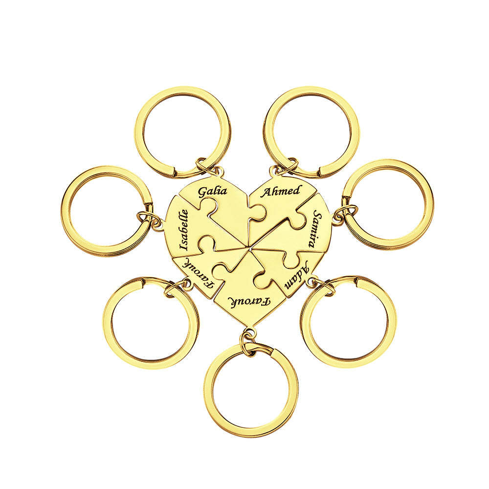 Custom Engraved Keychain Heart-shaped Puzzle Number of Options Creative Gift -