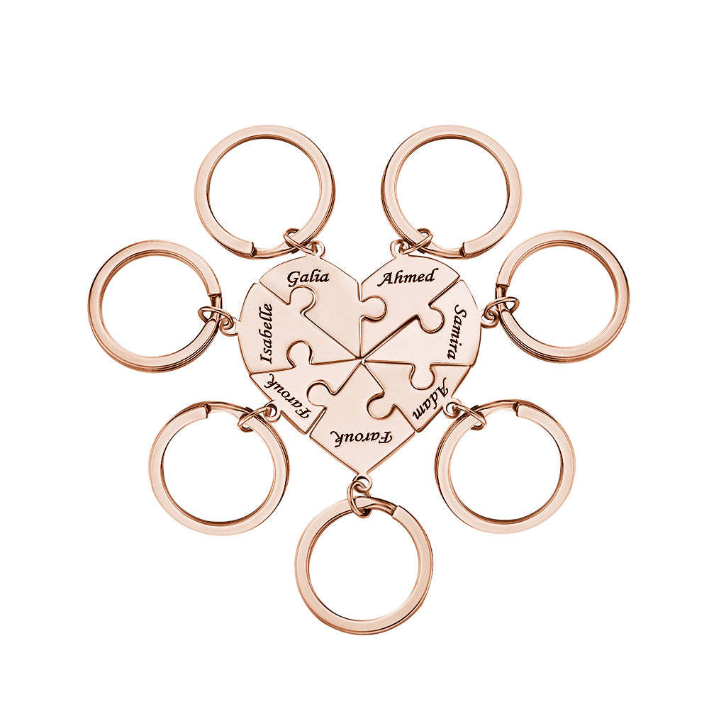 Custom Engraved Keychain Heart-shaped Puzzle Number of Options Creative Gift -