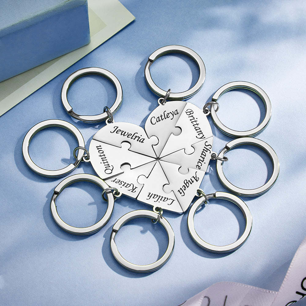 Custom Engraved Keychain Heart-shaped Puzzle Number of Options Creative Gift -