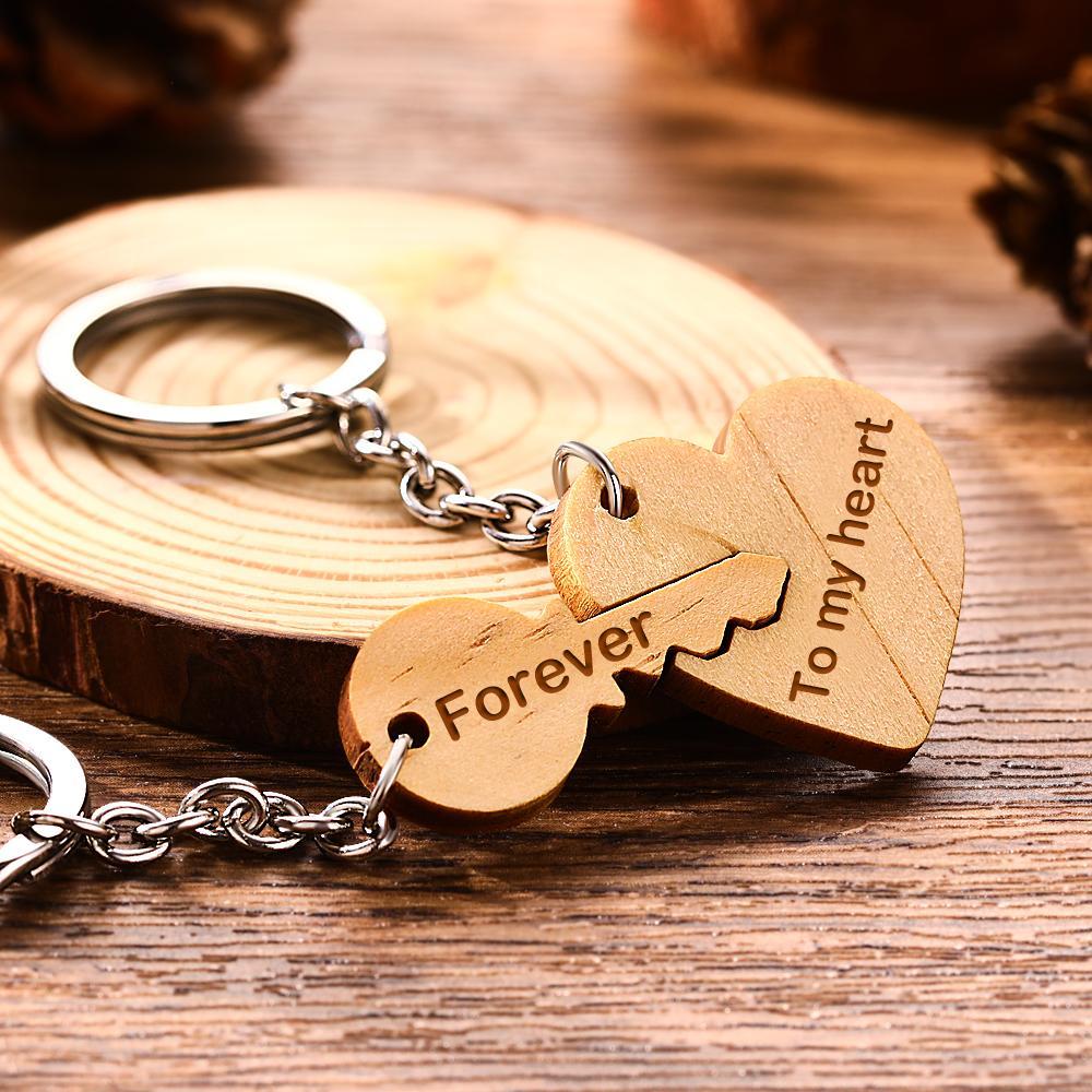 Custom  Engraved Keychain Couple's Gifts Sodden Forever to my Heart detail