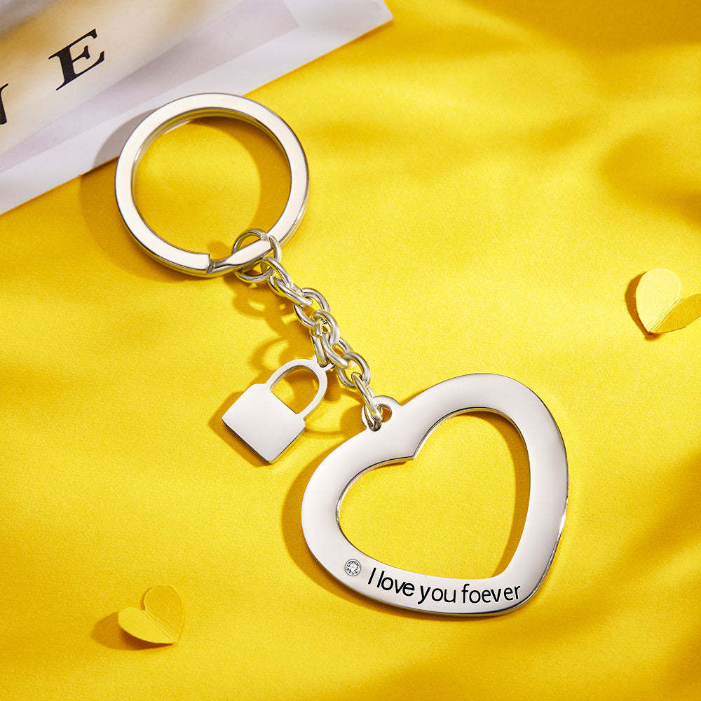 Custom Engraved Keychain Key to My Heart Keychain Gift for Couples -