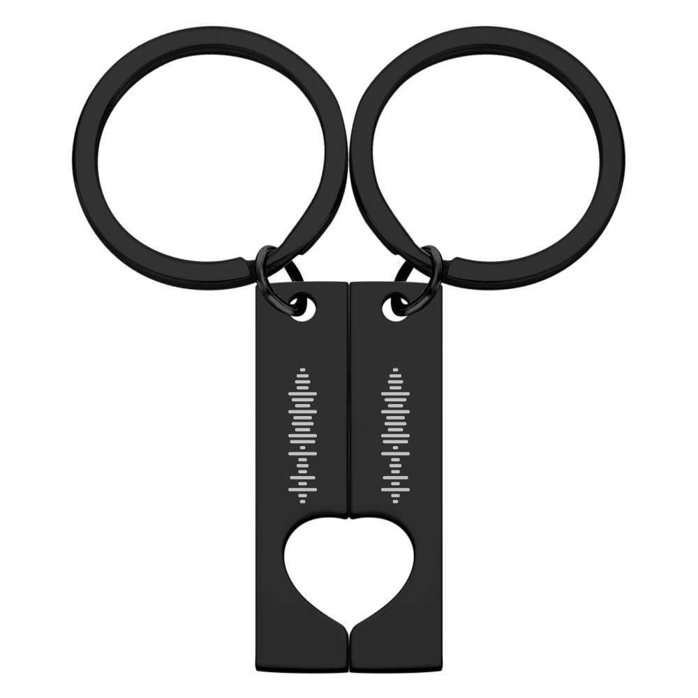 Scannable Custom Music Code Keychain Engraved Custom Music Song Keychain Gifts Black