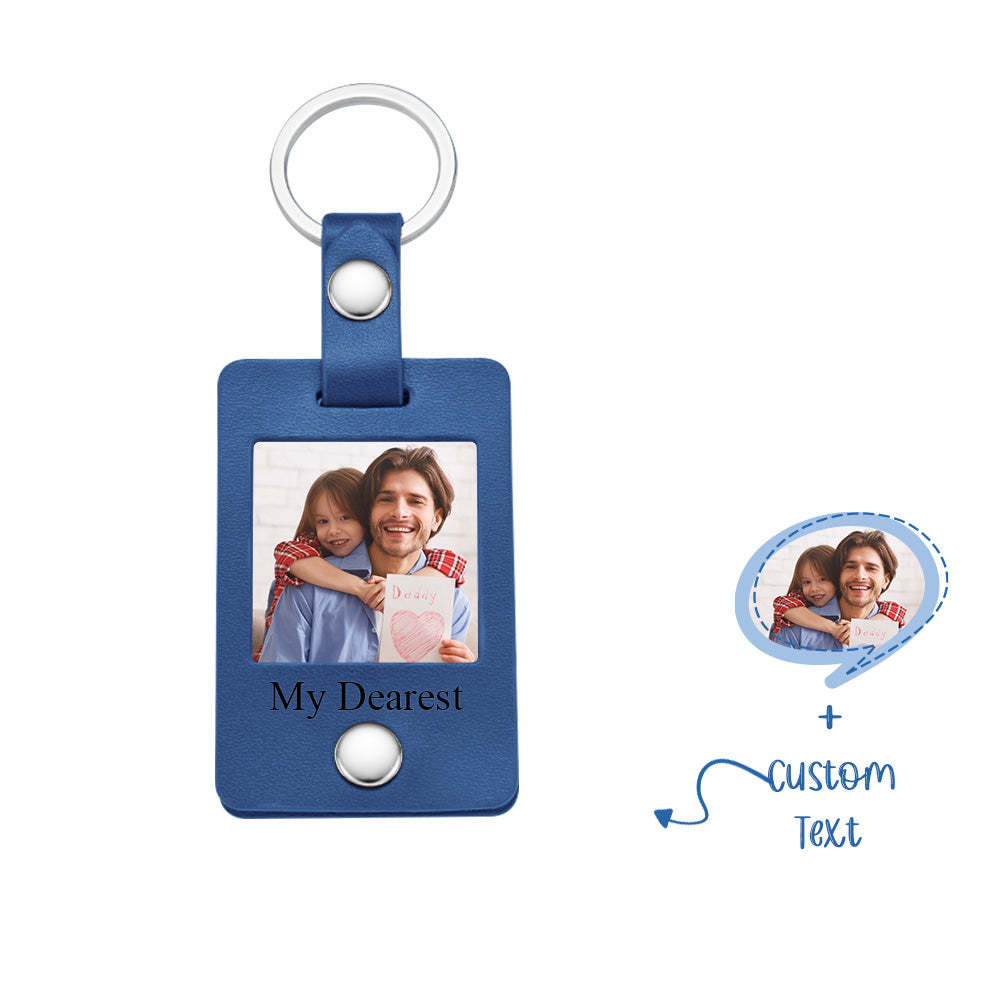 Custom Engraved Photo Leather Keychain Mini Photo Album Keychain Gift for Dad - soufeelus
