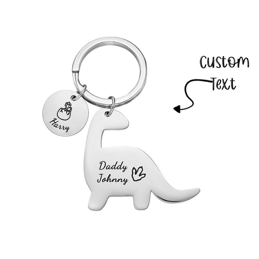 Custom Engraved Dinosaur Keychain Lovely Keyring Gift For Dad - soufeelus