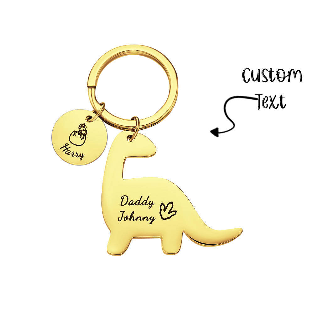 Custom Engraved Dinosaur Keychain Lovely Keyring Gift For Dad - soufeelus